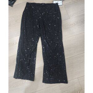 Sequined Black Palazzo Pants XL By MSK